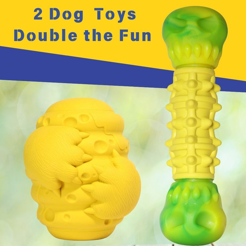 Load image into Gallery viewer, Large Dog Chew Toy Bundle for Aggressive Chewers Chicken Flavor Bone &amp; Interactive Treat Dispensing Ball for Big Dogs Durable Nylon Rubber Toys for Dental Health Anxiety Relief &amp; Mental Stimulation
