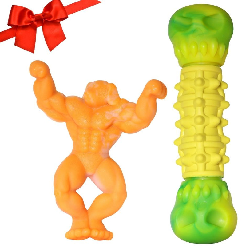 Load image into Gallery viewer, Chewy Bone Dog Toy Bundle for Aggressive ers Chicken Flavor &amp; Cheese Flavor Muscle Toy Durable Nylon Toys for Large Dogs, Safe for Dental Health Anxiety Relief &amp; Long Lasting Fun
