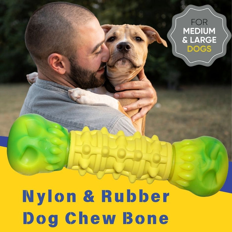 Load image into Gallery viewer, Large Dog Chew Toy Bundle for Aggressive Chewers Chicken Flavor Bone &amp; Interactive Treat Dispensing Ball for Big Dogs Durable Nylon Rubber Toys for Dental Health Anxiety Relief &amp; Mental Stimulation
