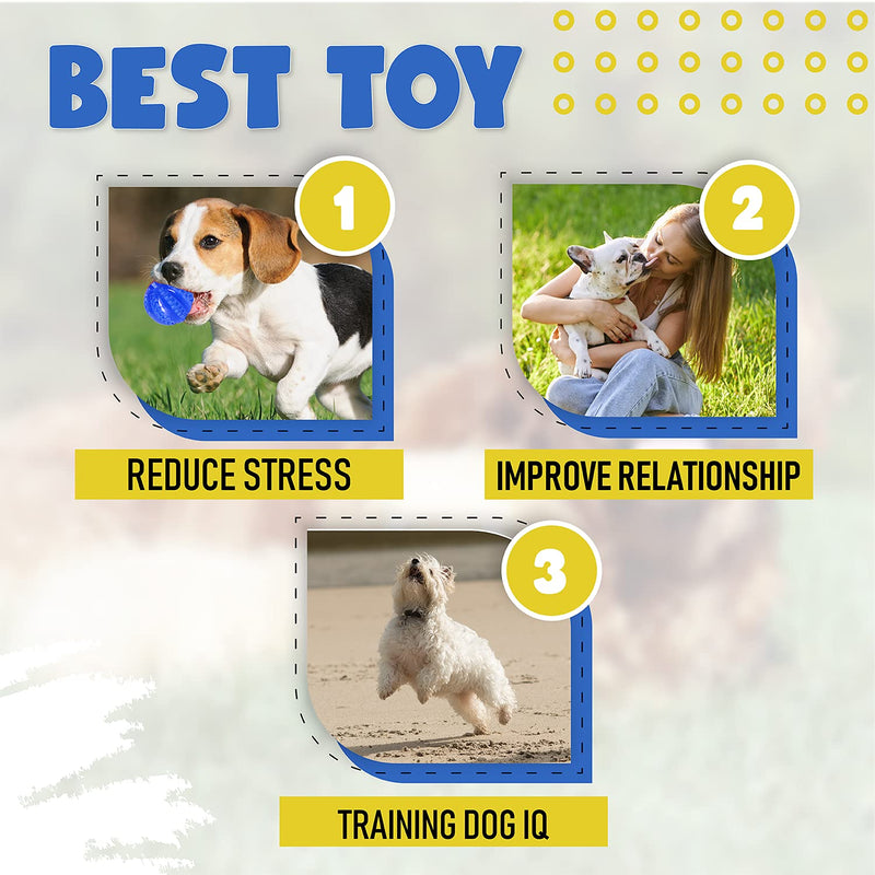 Load image into Gallery viewer, Small Dog Toys Interactive Puppy Chew Toy Rope Set Natural Safe Rubber Treat Dispensing Ball Dog food Balls un flavored stress relief helps with Teethings and anxiety 6pc By [ CHEWY BONE ] (Blue)
