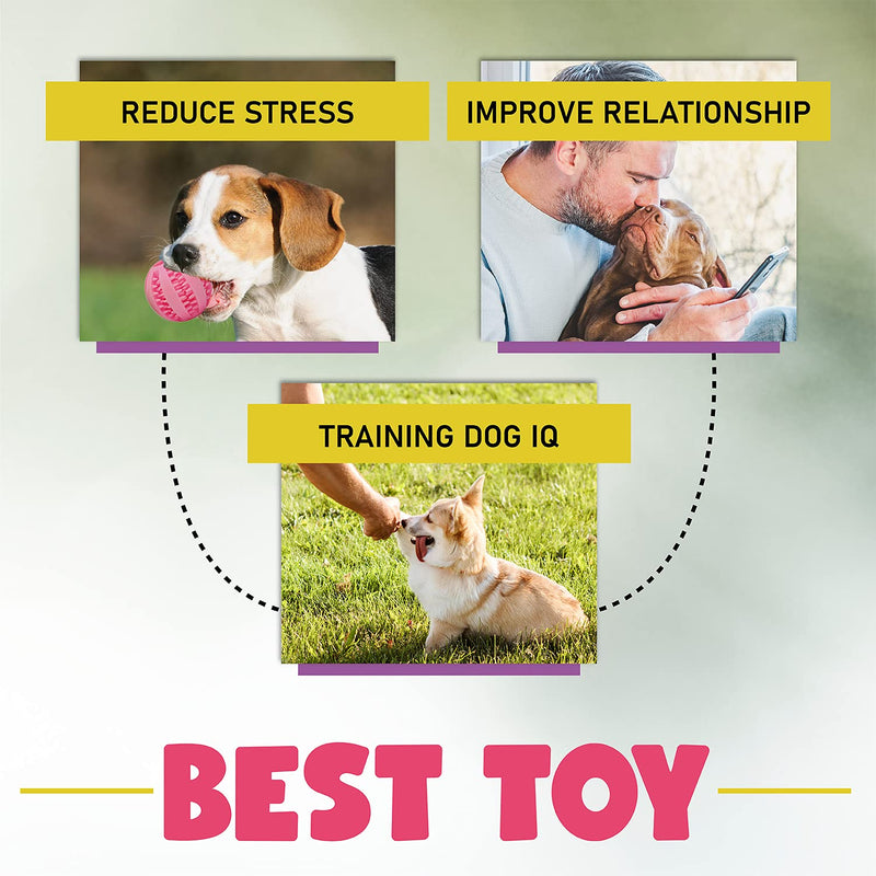 Load image into Gallery viewer, Small Dog Toys Interactive Puppy Chew Toy Rope Set Natural Safe Rubber Treat Dispensing Ball Dog food Balls un flavored stress relief helps with Teethings and anxiety 6pc By [ CHEWY BONE ] (Pink)
