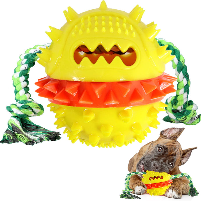 Dog Toy Ball Squeaky For Aggressive Chewers Dog Toys For Large Dogs Squeaky indestructible Dog Balls Treat Dispensing Tug Rope Dog Chew Teething Puzzle Toys For Dogs To Keep Them Busy