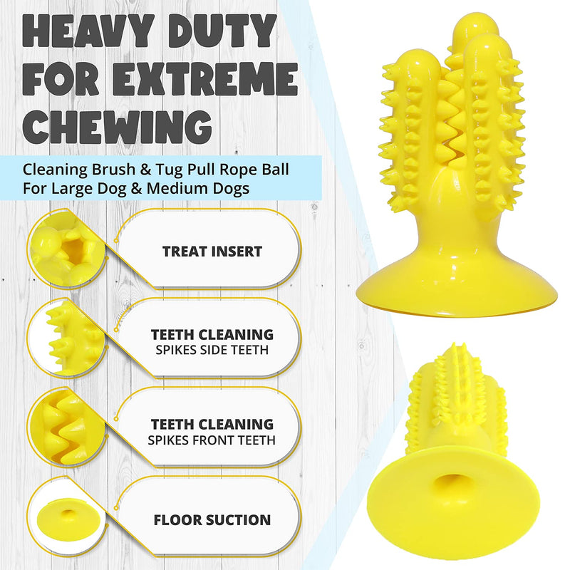 Load image into Gallery viewer, Dog Toys Treat Dispenser Chew Tug Rope Ball for aggressive chewer Indestructible Durable Teething For Medium &amp; Large Dogs 2 pieces By [ CHEWY BONE ]
