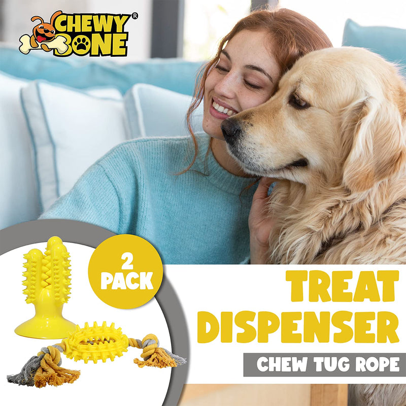 Load image into Gallery viewer, Dog Toys Treat Dispenser Chew Tug Rope Ball for aggressive chewer Indestructible Durable Teething For Medium &amp; Large Dogs 2 pieces By [ CHEWY BONE ]
