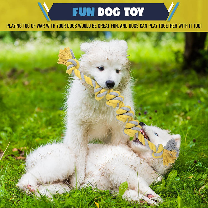 Load image into Gallery viewer, Dog Toys Small Dogs Medium Dog Tug Rope For Aggressive Chewer Durable Interactive Biting Dog Chew Yellow 55 cm by [ CHEWY BONE ]
