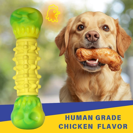 Large Dog Chew Toy Bundle for Aggressive Chewers Chicken Flavor Bone & Interactive Treat Dispensing Ball for Big Dogs Durable Nylon Rubber Toys for Dental Health Anxiety Relief & Mental Stimulation