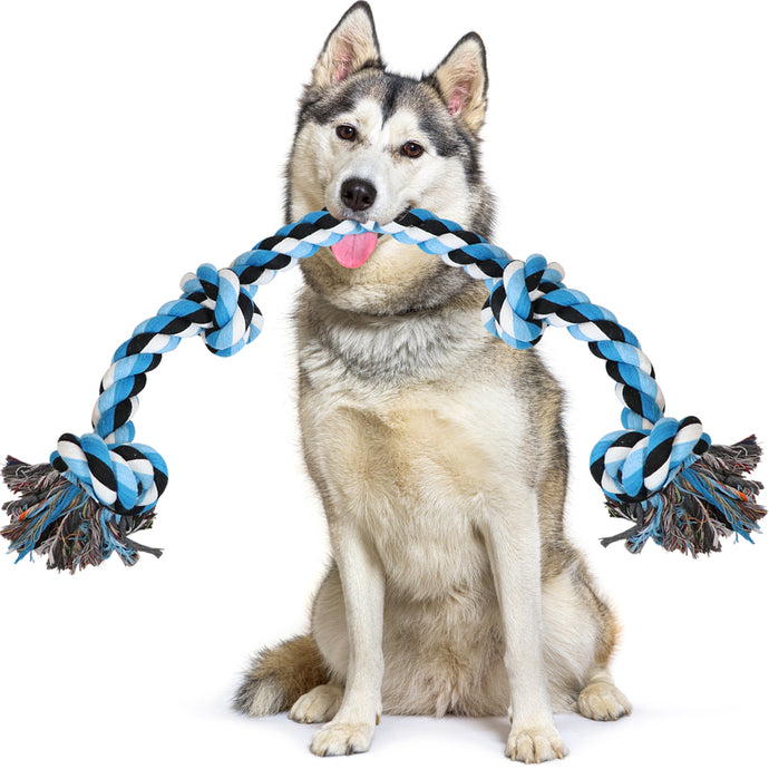 Large Tug Rope 90 cm for Aggressive Chewers  Durable 100% Cotton Dog Rope Toy for Large Breeds  Safe Chew Resistant Interactive Toy for Tug of War & Dental Health