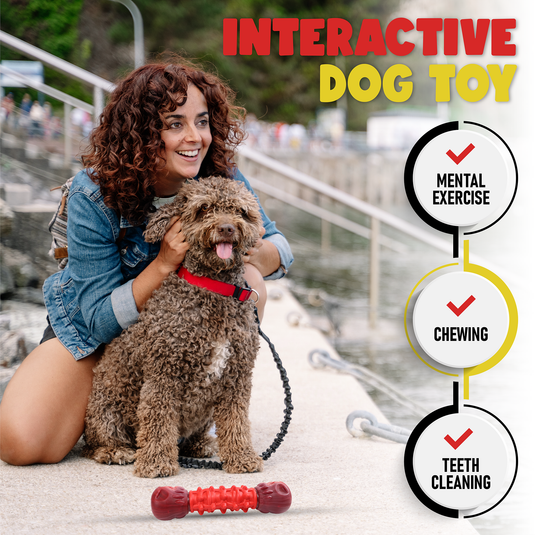 Dog Toys Big Dog barbell Chew toy Interactive Stress Relief Dog Toy to keep them Busy Durable Rubber Strong for Aggressive Chewers Large & Medium dog