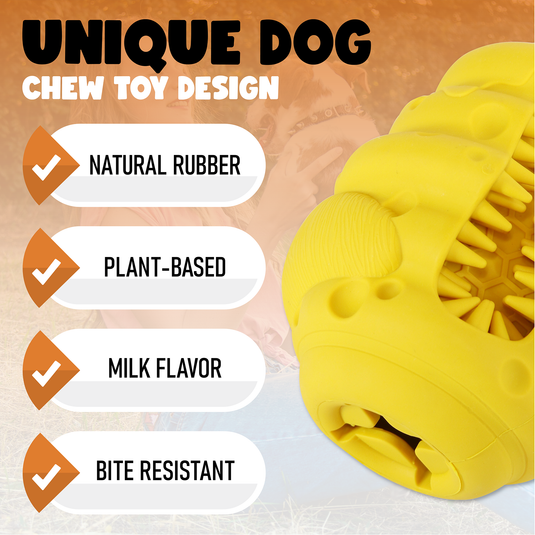 Dog Toys Treat Dispensing Fillable Dog Ball indestructible Hard Biting Chew Toy Bouncy Interactive Puzzle with Toothbrush For Medium Dogs & Big Dogs